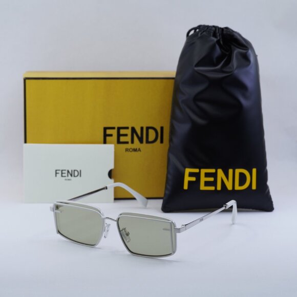 ?️ New Fendi FE40102U 25N Sunglasses - Ivory/Silver Frame, Light Green Lenses main image 5